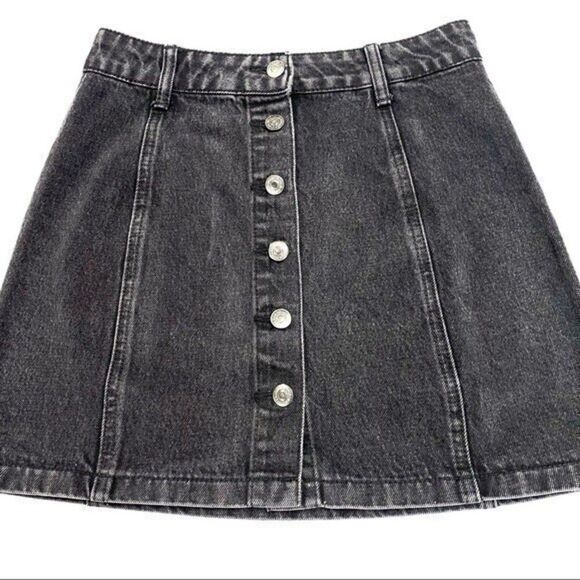 Dresses & Skirts - Forever 21 Women's Size Small Black Denim Button Front Y2K Skirt 50B2
